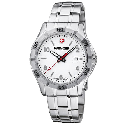 Wenger 0941.102 Men's Platoon White Dial Stainless Steel Bracelet Watch ,