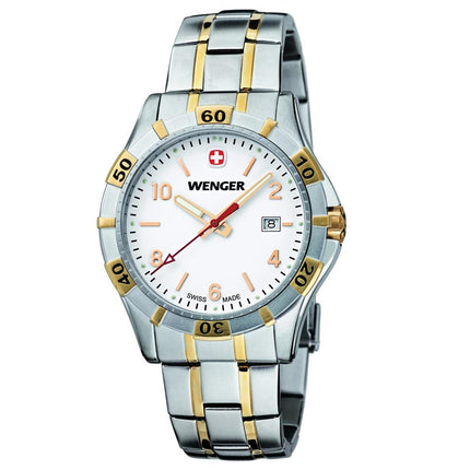 Wenger 0941.105 Men's Platoon White Dial Two Tone Bracelet Watch ,
