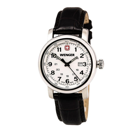 Wenger 1021.101 Swiss Made Women's Urban Classic Silver Dial Dark Brown Leather Strap Watch ,