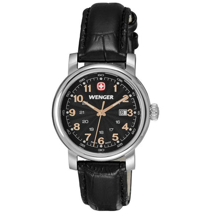 Wenger 1021.105 Women's Urban Classic Black Dial Black Leather Strap Watch ,