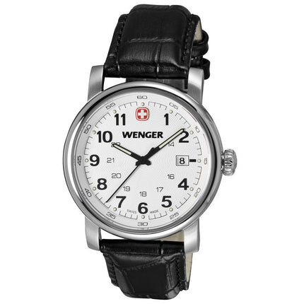 Wenger 1041.102 Men's Urban Classic White Dial Black Leather Strap Watch ,