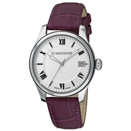 Wenger 60.0521.103 Women's Terragraph Silver Dial Purple Leather Strap Interchangeable Watch ,