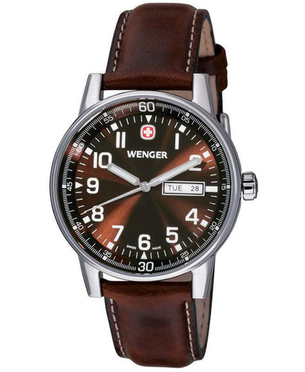 Wenger 70162 Men's Swiss Made Brown Leather Strap Watch ,