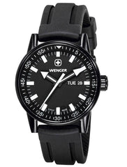 Wenger 70175 Men's Black Plated Rubber Strap Swiss Watch