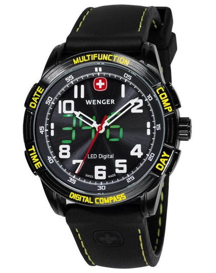 Wenger 70434 Men's Swiss Made Black Dial 100M WR Watch ,