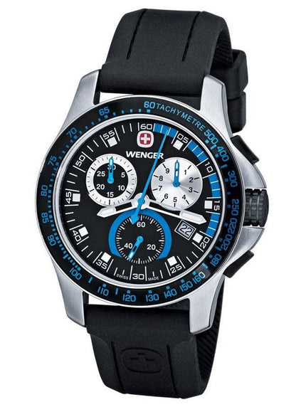 Wenger 70790 Men's Quartz Chronograph Black Dial Watch ,