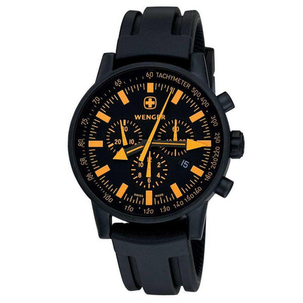 Wenger 70893 Men's Black Dial Leather Strap Chronograph Watch ,