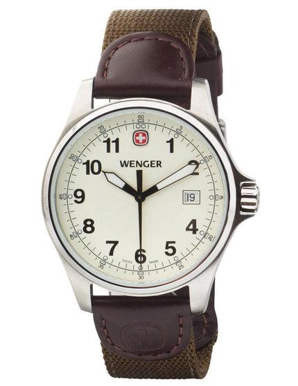 Wenger 72783 Men's Cream Dial 100M WR Nylon Strap Watch ,
