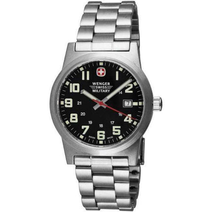 Wenger 72906 Men's Military Classic Field Black Dial Steel Bracelet Watch ,