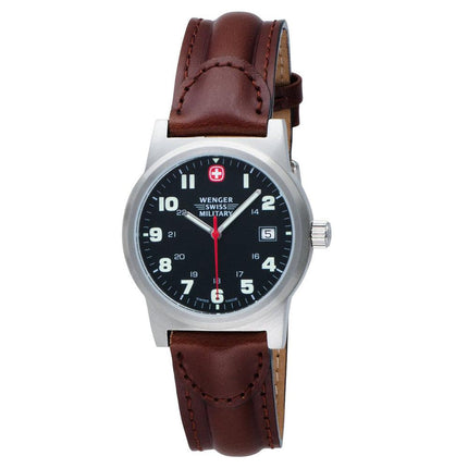 Wenger 72917 Men's Military Classic Field Sports Black Dial Brown Leather Strap Swiss Watch ,
