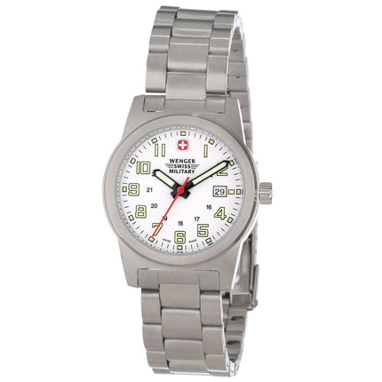 Wenger 72939 Women's Military Classic Field Sports White Dial Steel Bracelet Watch ,