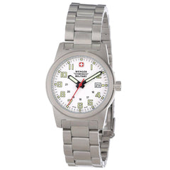 Wenger 72939 Women's Military Classic Field Sports White Dial Steel Bracelet Watch