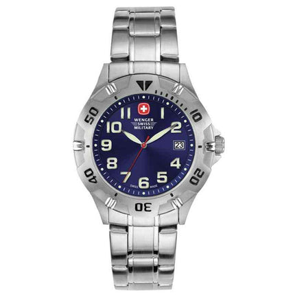 Wenger 72947 Men's Military Brigade Blue Sunray Dial Stainless Steel Watch ,