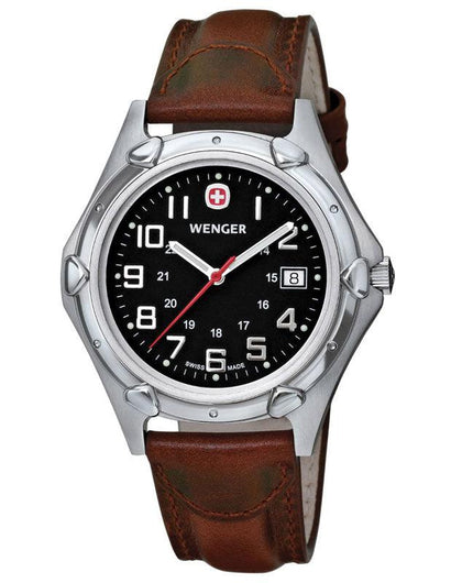 Wenger 73114 Men's Swiss Made Brown Leather Strap Watch ,