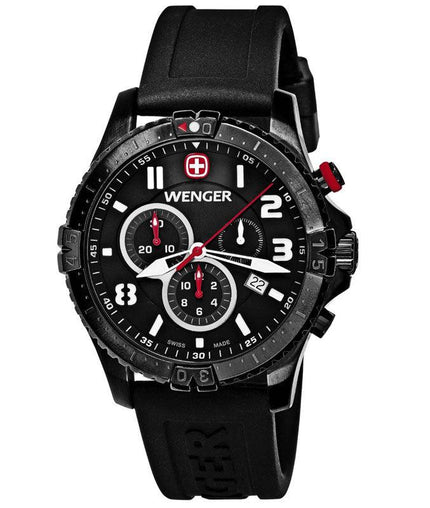 Wenger 77053 Men's Black Rubber Strap Chronograph Watch ,