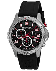 Wenger 77055 Men's Silicon Strap Black Dial Chronograph Watch