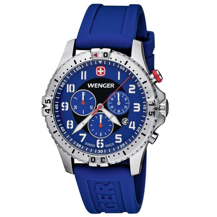 Wenger 77057 Men's Squadron Chrono Blue Dial Blue Rubber Strap Watch ,