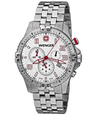 Wenger 77059 Men's Stainless Steel White Dial Chronograph Watch ,