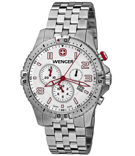 Wenger 77059 Men's Stainless Steel White Dial Chronograph Watch ,