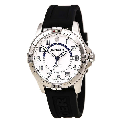 Wenger 77070 Men's White Dial Black Rubber Strap Watch ,