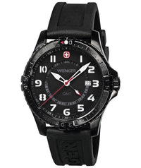 Wenger 77073 Men's Swiss Black Ion Plated White Dial Watch ,