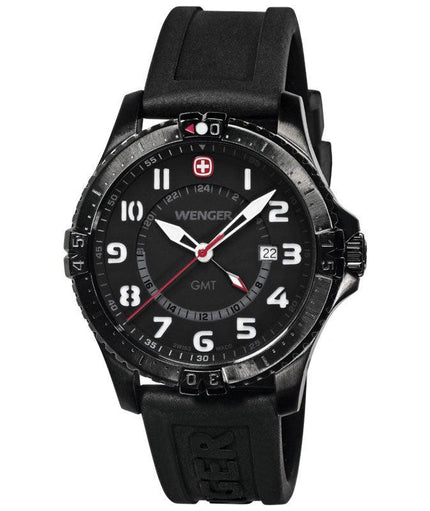 Wenger 77073 Men's Swiss Black Ion Plated White Dial Watch ,