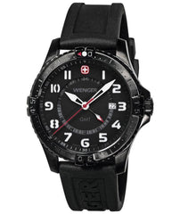 Wenger 77073 Men's Swiss Black Ion Plated White Dial Watch