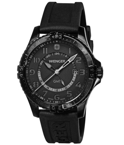 Wenger 77074 Men's Swiss Made Black Dial 100M WR Watch ,