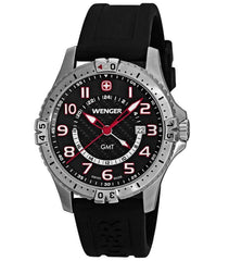 Wenger 77075 Men's Black Dial 100M WR Rubber Strap Watch
