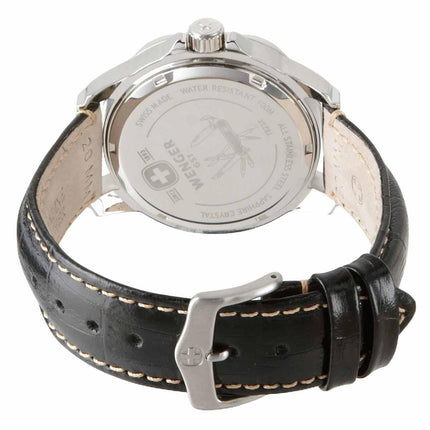 Wenger 78235 Swiss Made Men's GST Swiss Black Dial Black Leather Strap Watch ,