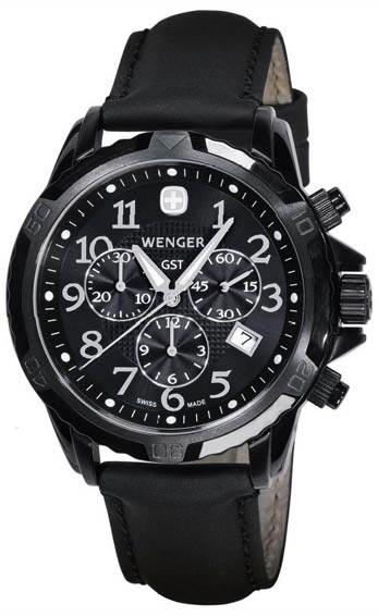 ウェンガー　クロノグラフ　腕時計 Wenger 78254 Men's Black-Out GST Chronograph Swiss Made Watch