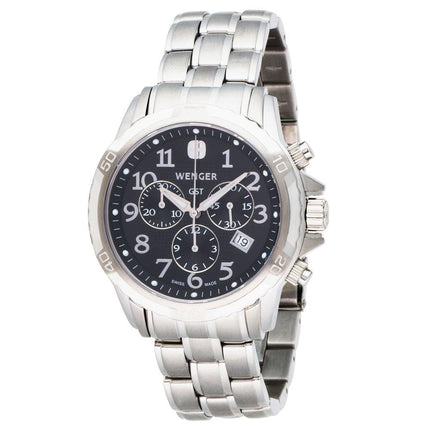 Wenger 78256 Men's GST Chrono Black Dial Stainless Steel Bracelet Watch ,