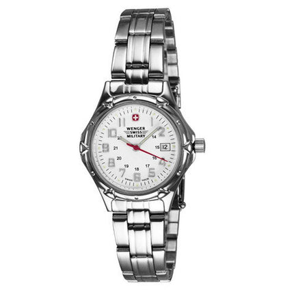 Wenger 79040 Women's Swiss Military White Dial Stainless Steel Bracelet Watch ,