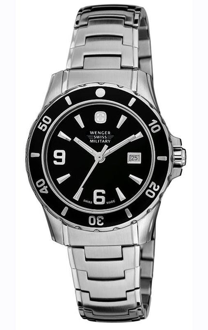 Wenger 79062 Women's Swiss Made SS Black Dial Watch ,