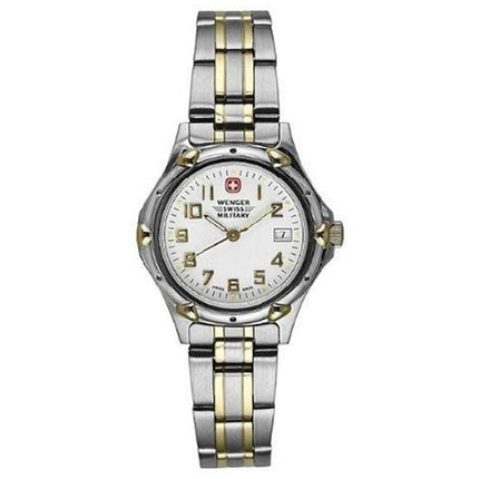 Wenger 79094 Men's Military White Dial Two Tone Stainless Steel Bracelet Watch ,