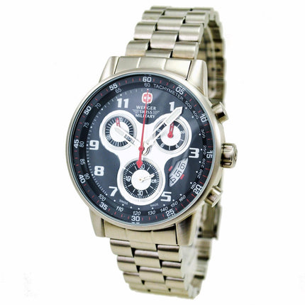 Wenger 79126 Men's Military Commando Chronograph Black Dial Stainless Steel Watch ,
