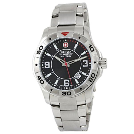 Wenger 79139 Swiss Made Men's Alpine Black Dial Steel Bracelet Swiss Watch ,