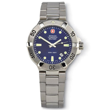 Wenger 79178 Men's Swiss Military SeaForce Blue Dial Stainless Steel Dive Watch ,