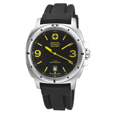 Wenger 79364 Men's Military Expedition Rubber Strap Stainless Steel Black Dial Watch ,
