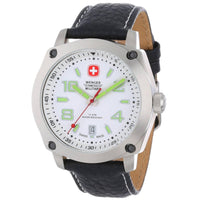 Wenger 79370 Swiss Made Men's Outback White Dial Black Leather Strap Sport Watch ,