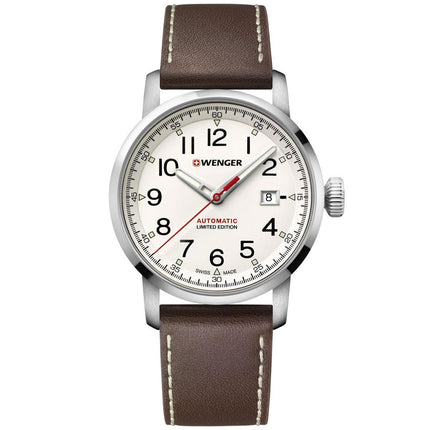Wenger Men's Automatic Watch - Attitude Cream Dial Brown Leather Strap | 01.1546.101 ,