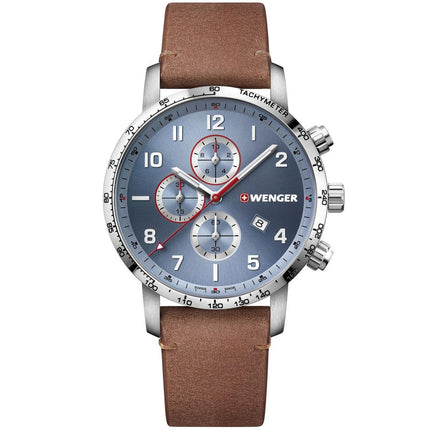 Wenger Men's Chronograph Watch - Attitude Blue and Silver Dial Strap | 01.1543.114 ,