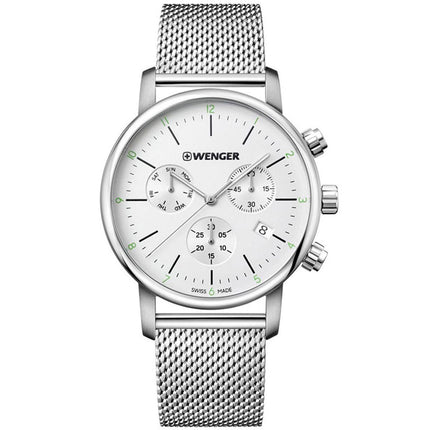Wenger Men's Chronograph Watch - Urban Classic Silver Dial Bracelet | 01.1743.106 ,