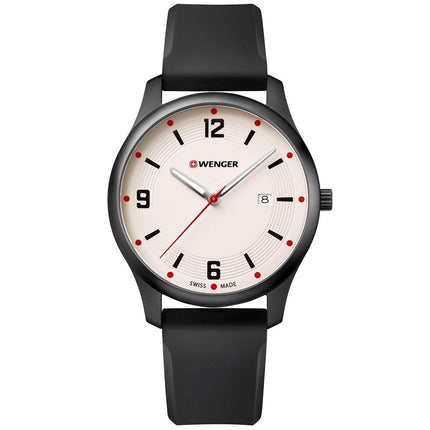 Wenger Men's Quartz Watch - City Active Date Beige Dial Leather Strap | 01.1441.123 ,