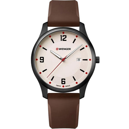 Wenger Men's Quartz Watch - City Active White Dial Rubber Strap | 01.1441.124 ,