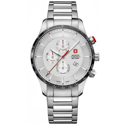 Wenger Men's Quartz Watch - Classic Chronograph Silver Dial Bracelet | 01.9043.204C ,