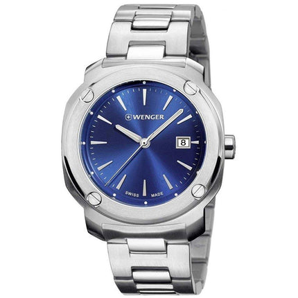 Wenger Men's Quartz Watch - Edge Index Blue Dial Silver Steel Bracelet | 01.1141.112 ,