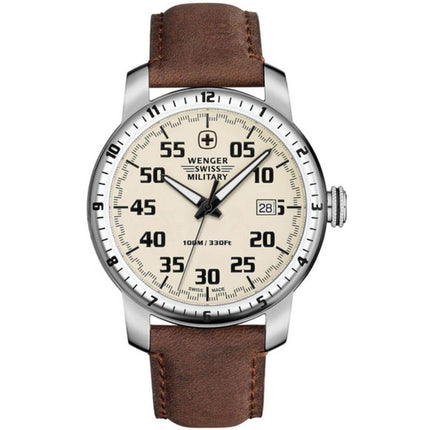 Wenger Men's Quartz Watch - Rallye Cream Dial Brown Leather Strap | 79318C ,