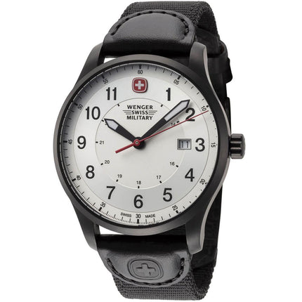 Wenger Men's Quartz Watch - Terragraph Silver Tone Dial Black Strap | 01.9041.208S ,