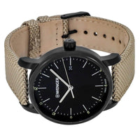Wenger Men's Quartz Watch - Urban Classic Black Dial Beige Fabric Strap | 01.1741.138 ,